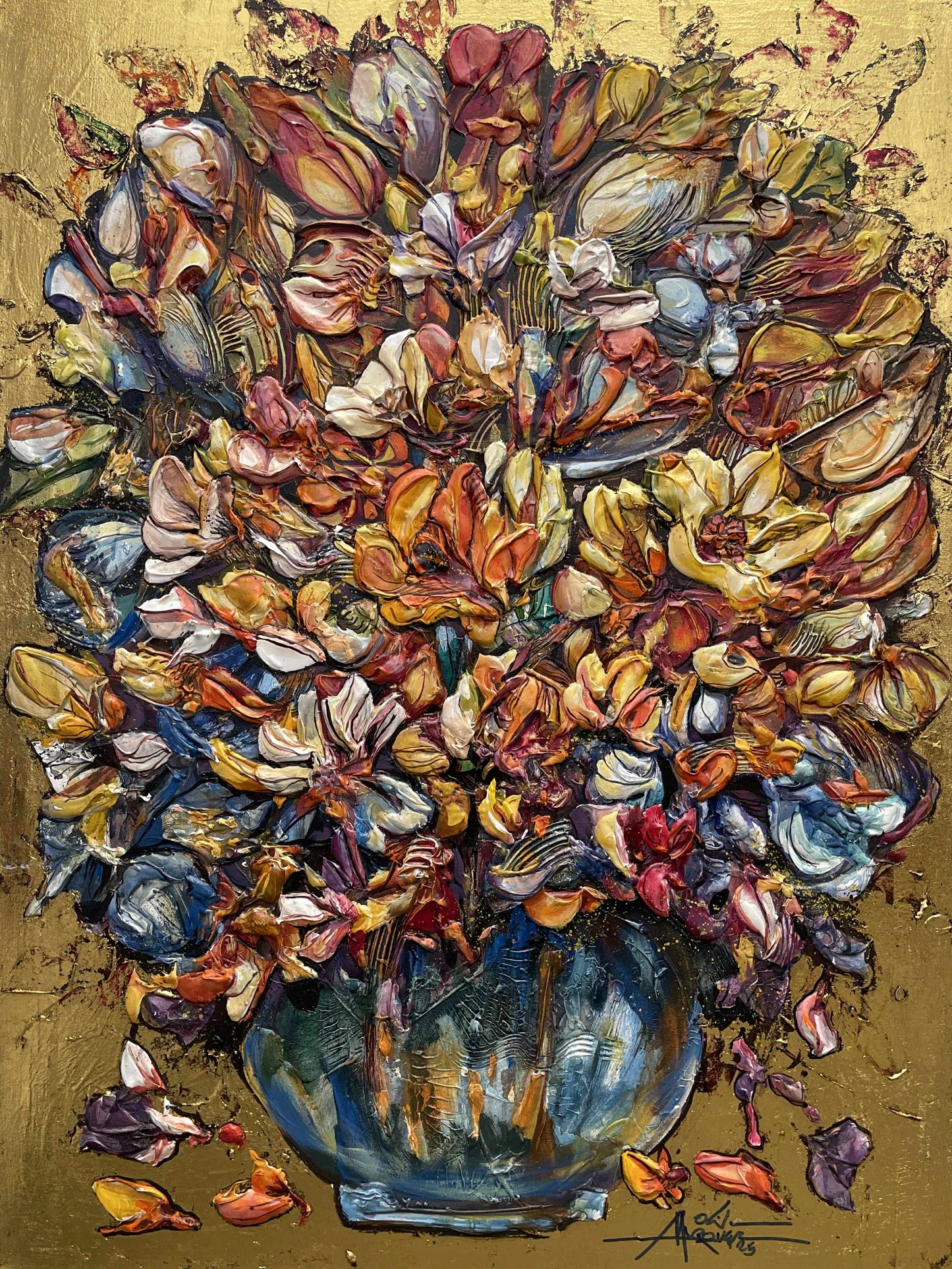 Golden Floral Abstract