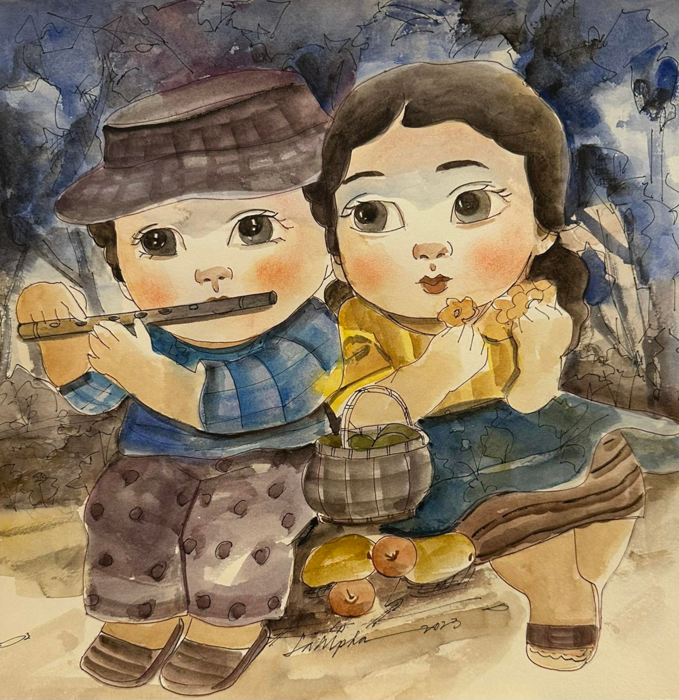 Golden Spirits in Blues