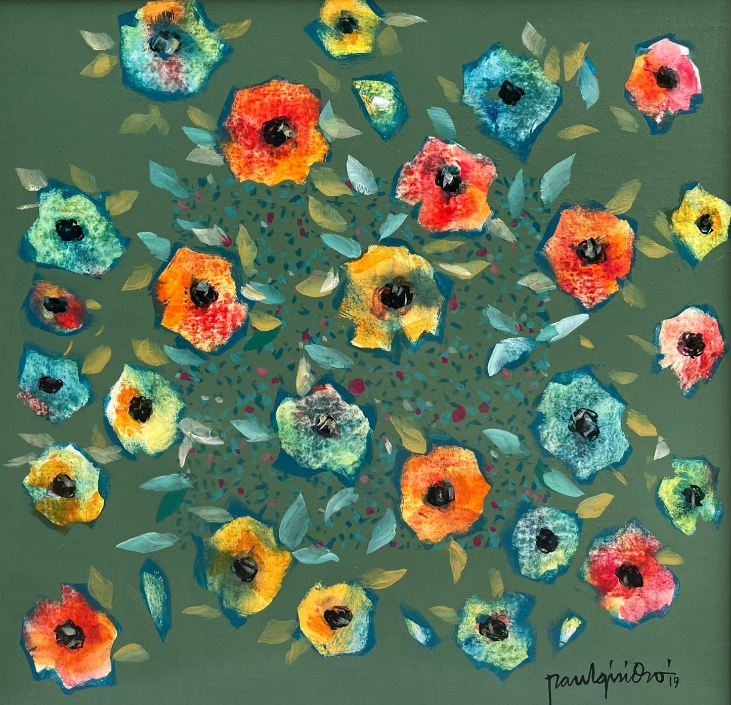 Green Floral Composition