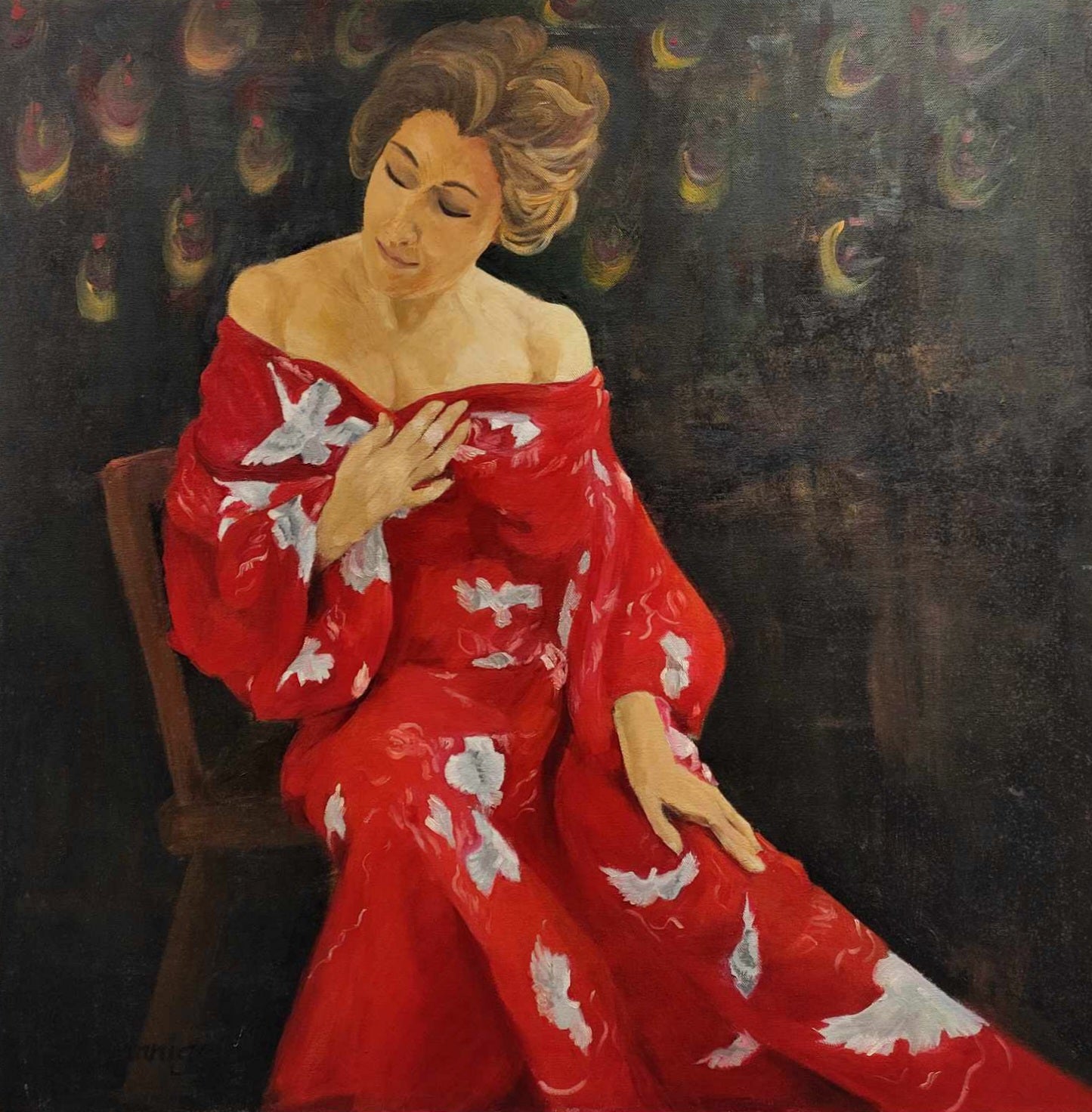 Lady in Red Kimono